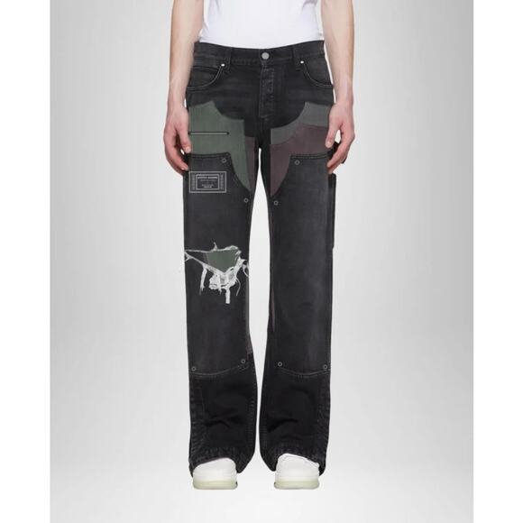 Lifted Anchors Men's 3 Stacks Tripled Layered Carpenter Straight Leg Denim Jeans